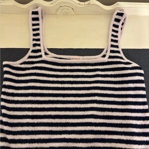 Free People navy and White Striped Crop Top